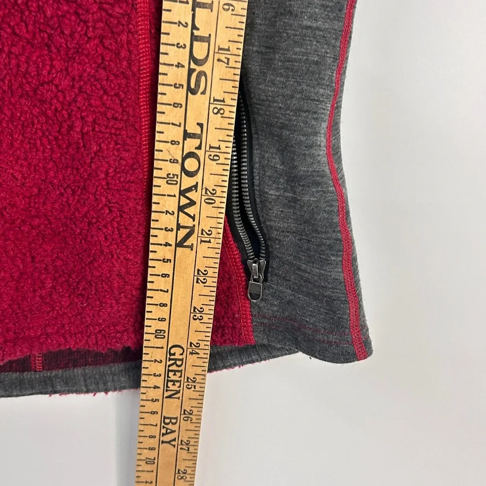 Kuhl Kozet Wool Blend Fleece Vest XS Red Gray Full Zip Hiking Gorpcore Outdoor